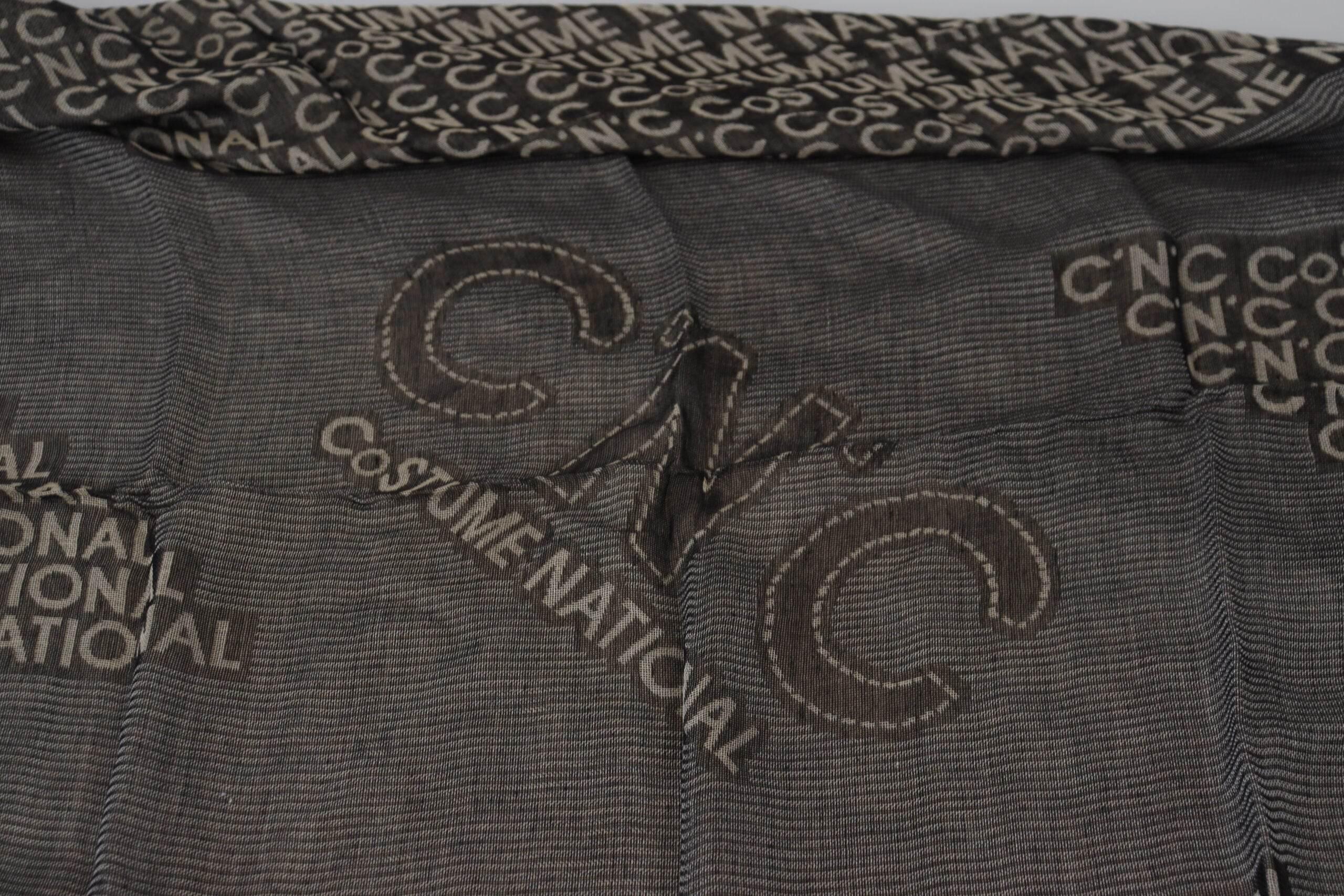 Costume National Gray Logo Knit Neck Wrap Shawl Scarf - Hilstor