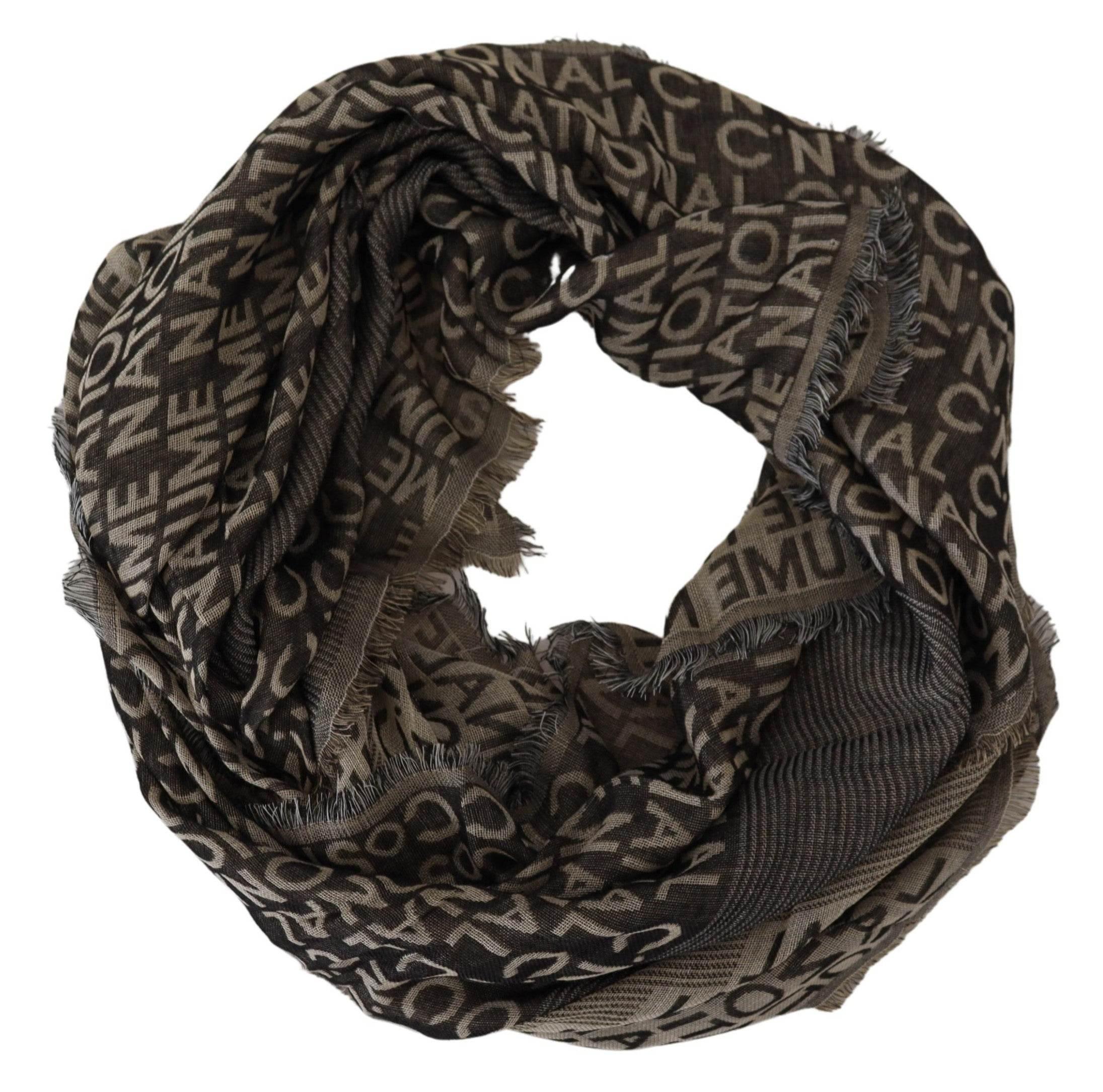 Costume National Gray Logo Knit Neck Wrap Shawl Scarf - Hilstor