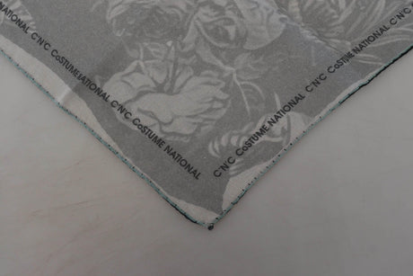 Costume National Elegant Grey Cotton Square Scarf - Hilstor