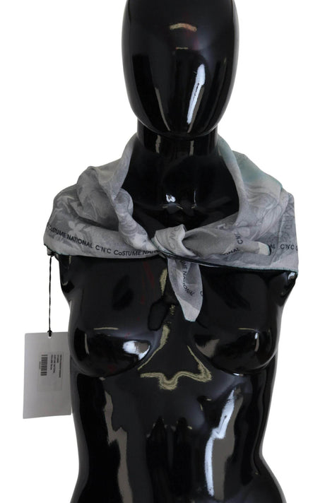 Costume National Elegant Grey Cotton Square Scarf - Hilstor