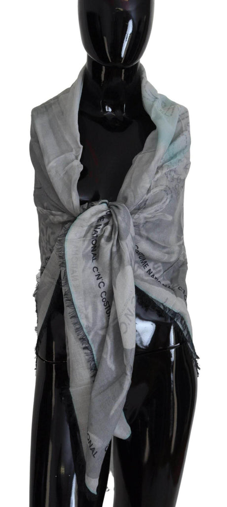 Costume National Chic Designer Grey Scarf with Fringes - Hilstor