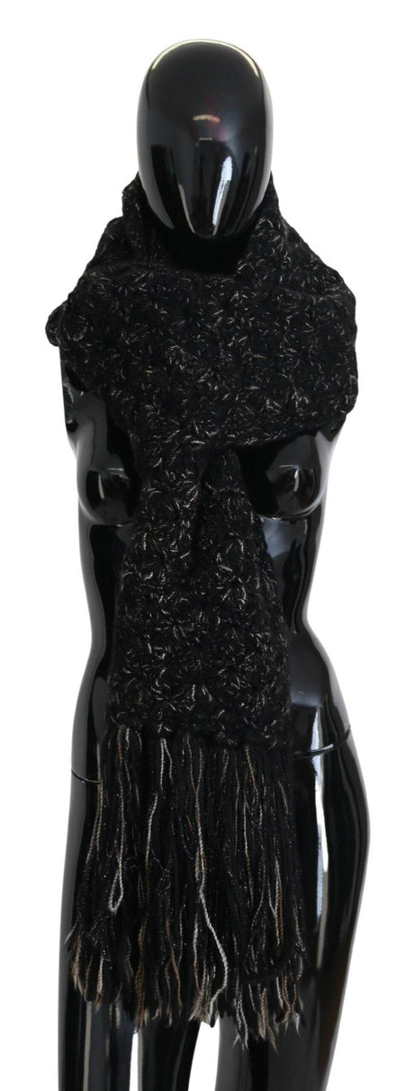 Dolce & Gabbana Elegant Virgin Wool Blend Black Scarf - Hilstor