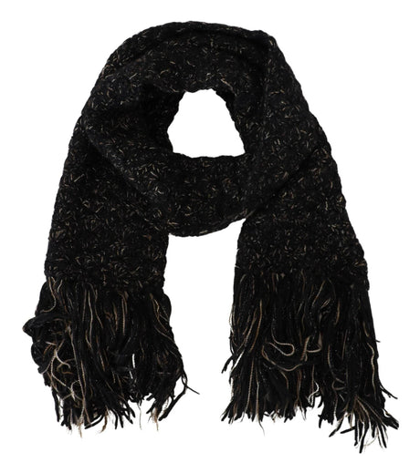 Dolce & Gabbana Elegant Virgin Wool Blend Black Scarf - Hilstor