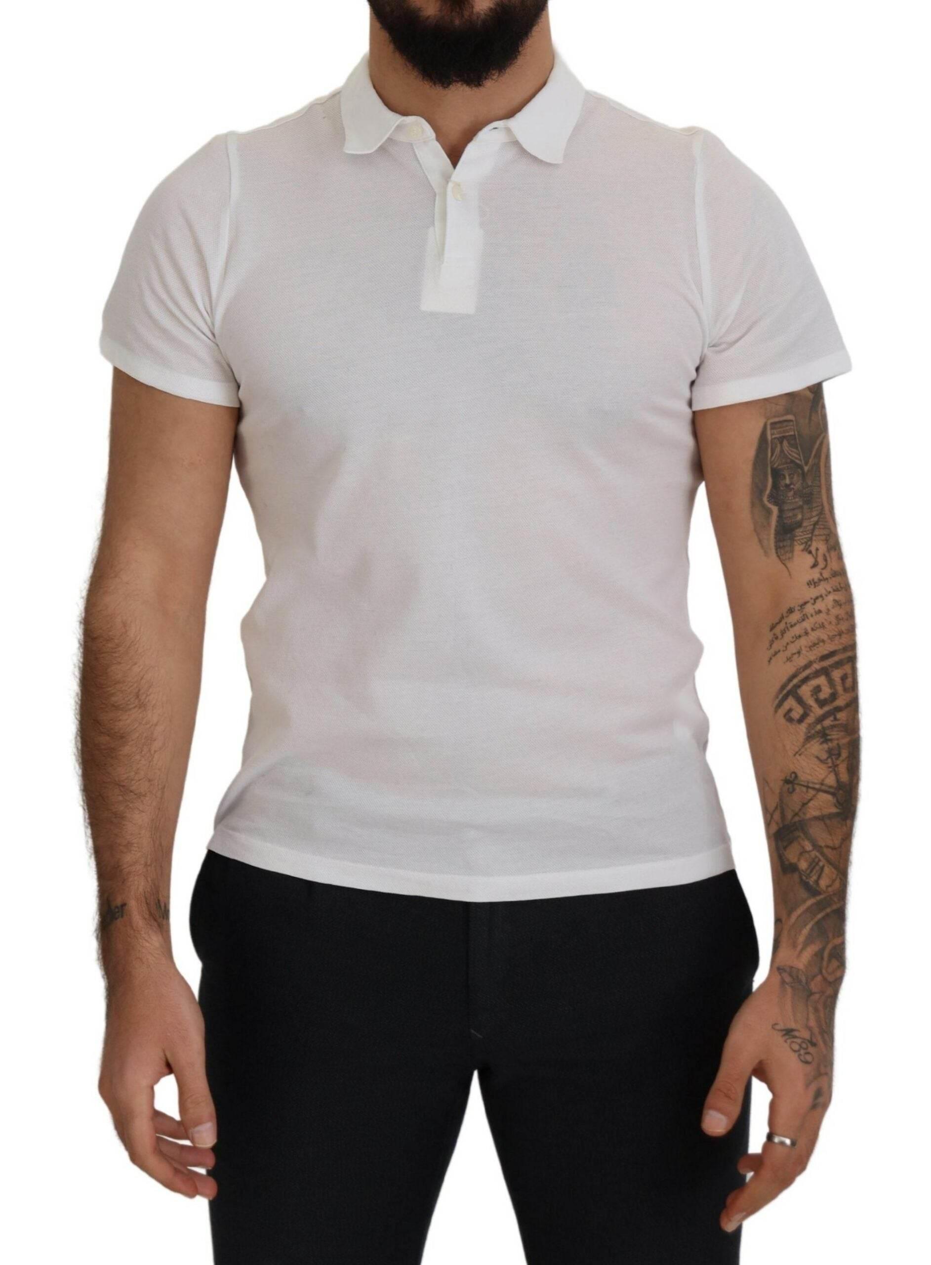 FRADI White Cotton Collared Short Sleeves Polo T-shirt - Hilstor