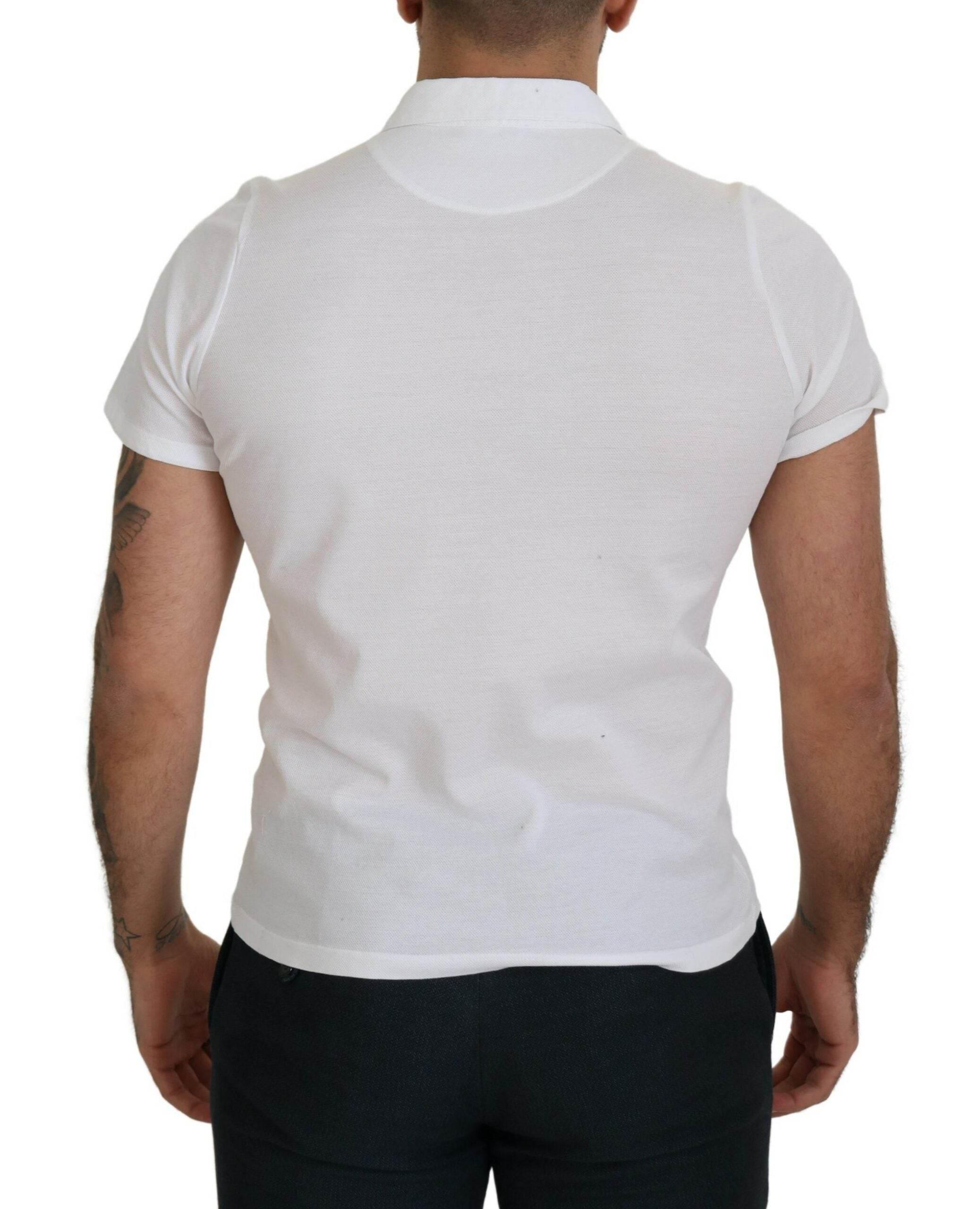 FRADI White Cotton Collared Short Sleeves Polo T-shirt - Hilstor