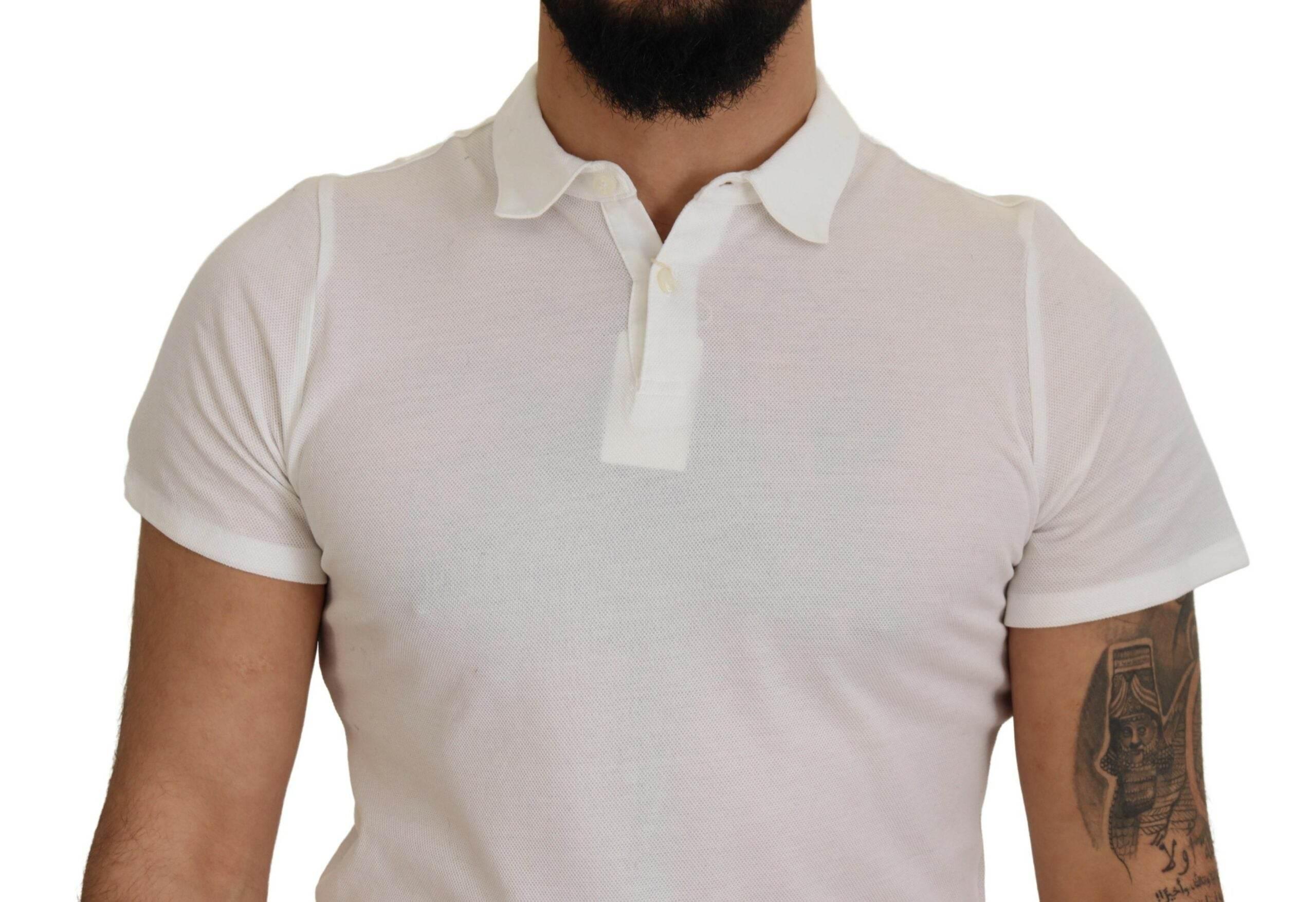 FRADI White Cotton Collared Short Sleeves Polo T-shirt - Hilstor