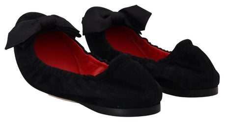 Dolce & Gabbana Elegant Black Suede Ballet Flats - Hilstor