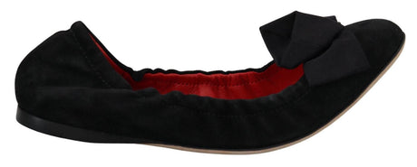Dolce & Gabbana Elegant Black Suede Ballet Flats - Hilstor