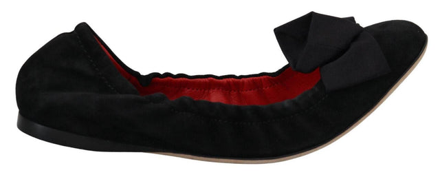 Dolce & Gabbana Elegant Black Suede Ballet Flats - Hilstor