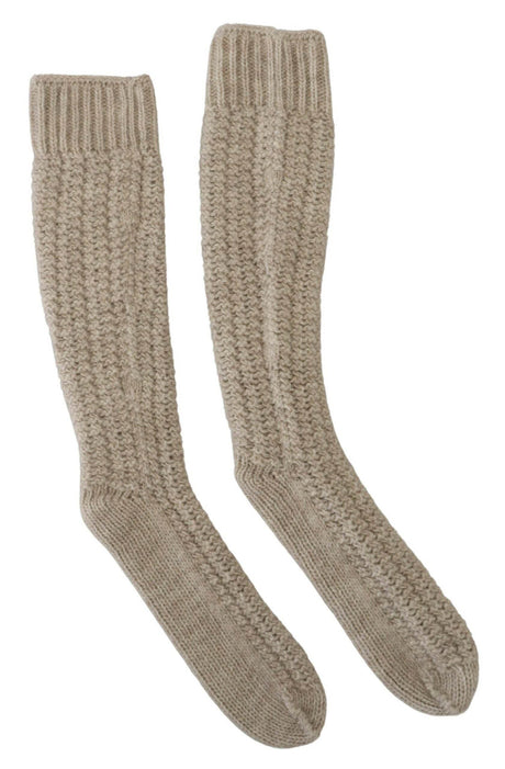 Dolce & Gabbana Chic Beige Wool Blend Over-the-Calf Socks - Hilstor