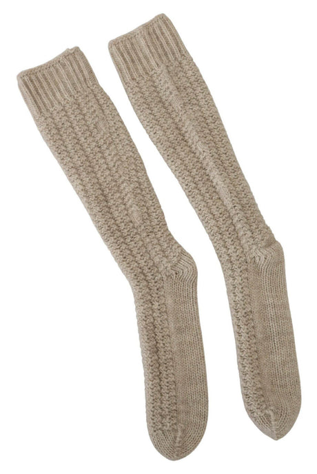 Dolce & Gabbana Chic Beige Wool Blend Over-the-Calf Socks - Hilstor
