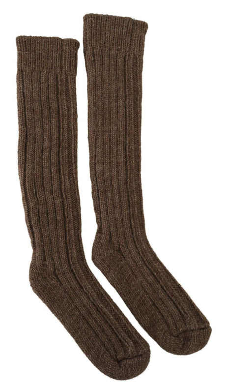 Dolce & Gabbana Chic Brown Wool Blend Over-Calf Socks - Hilstor