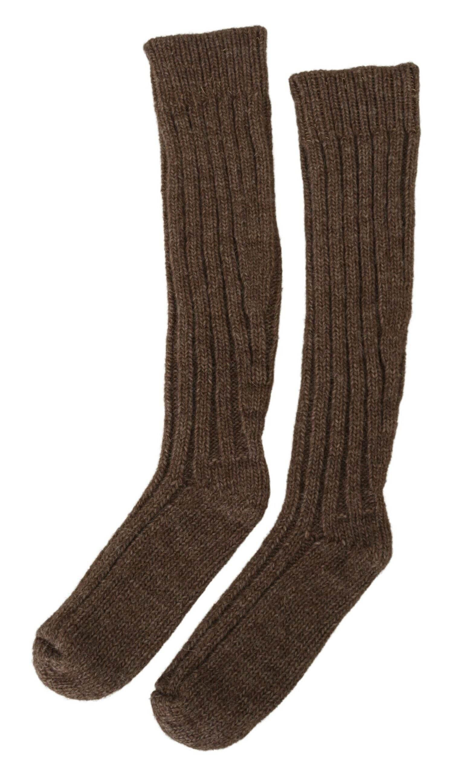 Dolce & Gabbana Chic Brown Wool Blend Over-Calf Socks - Hilstor