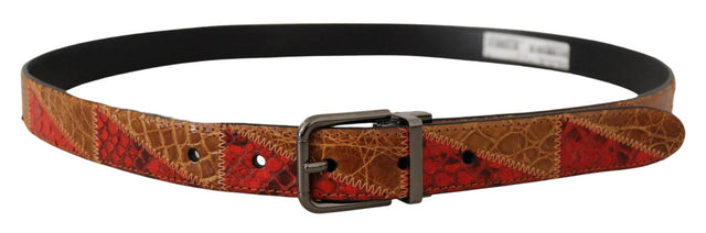 Dolce & Gabbana Multicolor Exotic Vintage Chrome Buckle Belt - Hilstor