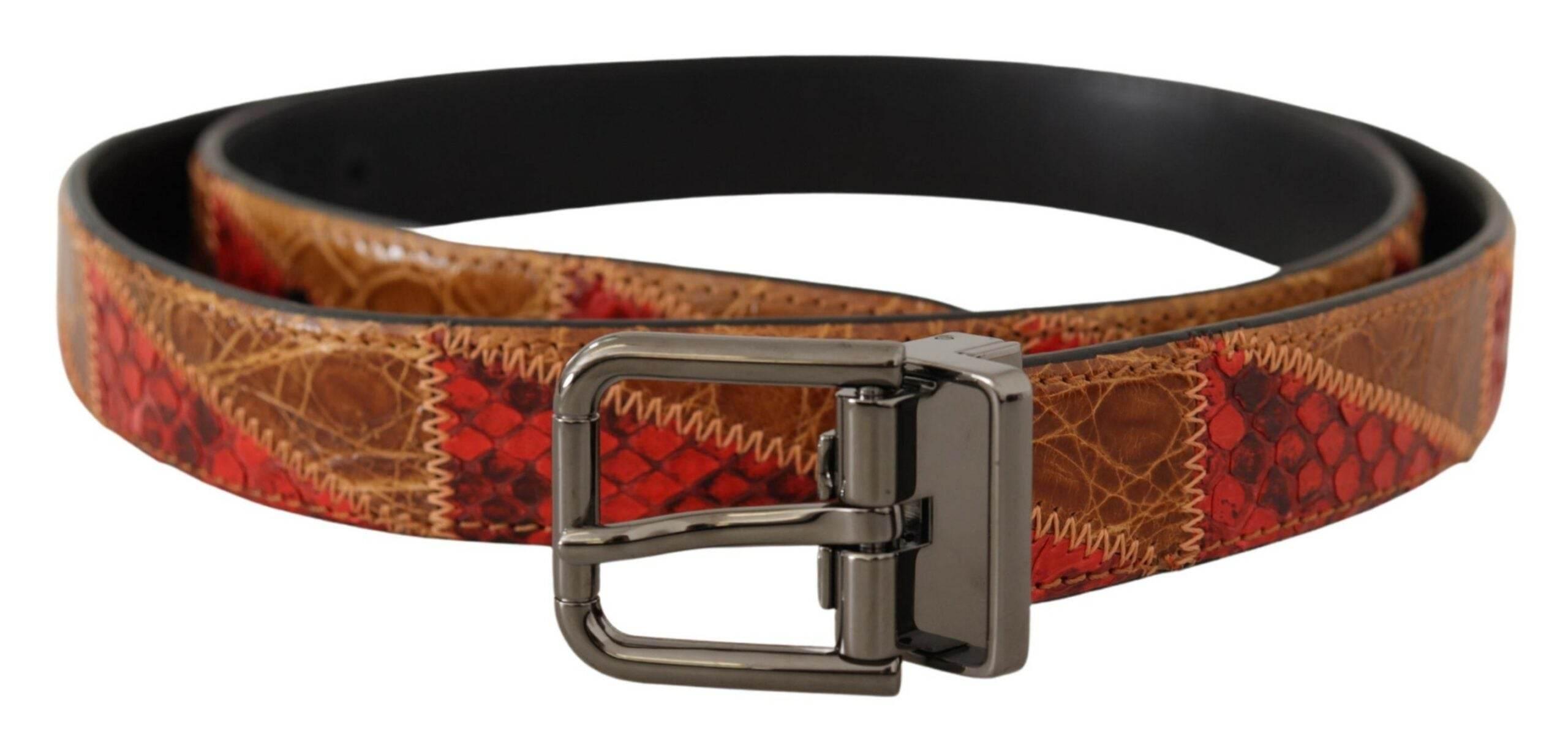 Dolce & Gabbana Multicolor Exotic Vintage Chrome Buckle Belt - Hilstor