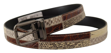 Dolce & Gabbana Multicolor Exotic Leather Patchwork Metal Belt - Hilstor