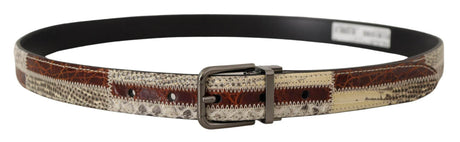 Dolce & Gabbana Multicolor Exotic Leather Patchwork Metal Belt - Hilstor