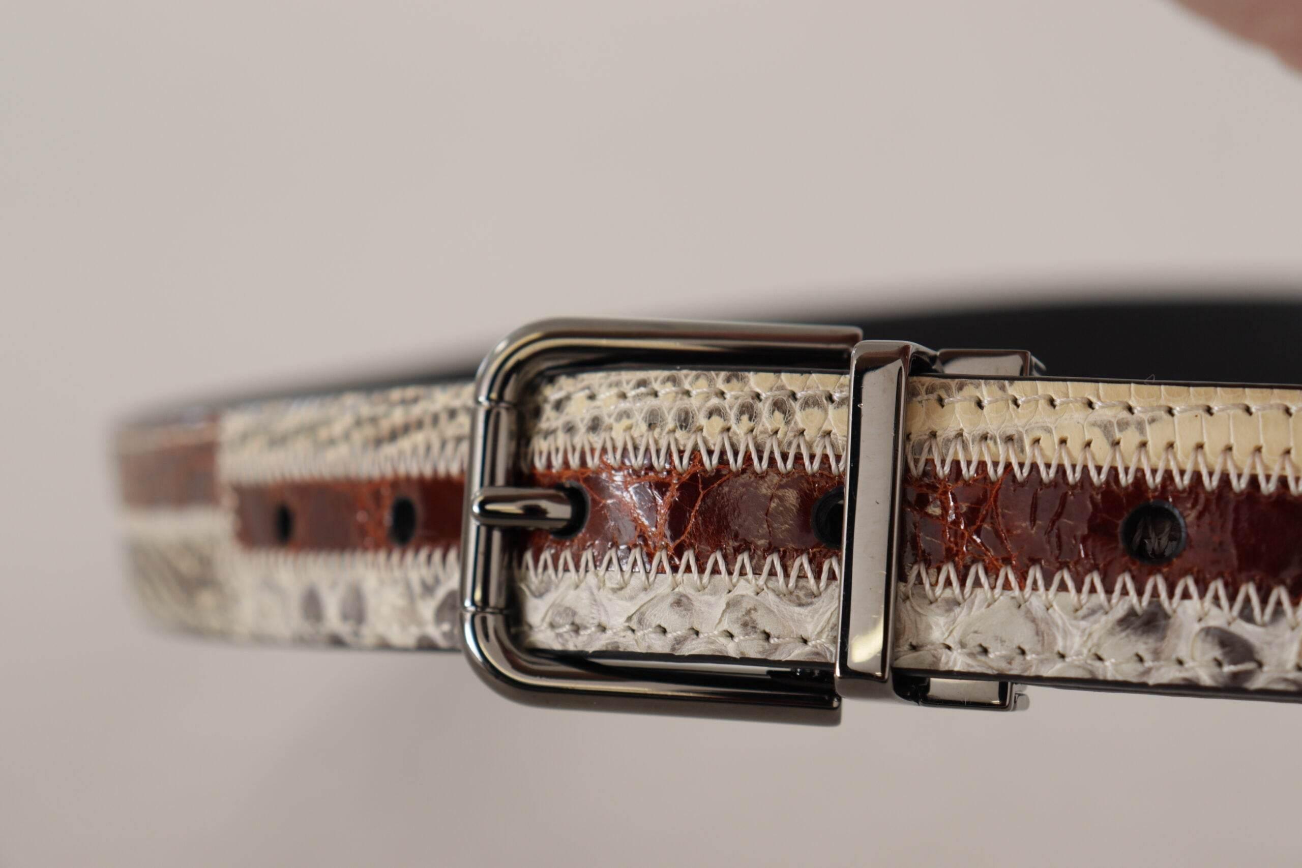 Dolce & Gabbana Multicolor Exotic Leather Patchwork Metal Belt - Hilstor