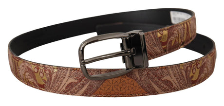 Dolce & Gabbana Multicolor Embossed Leather Black Metal Buckle Belt - Hilstor