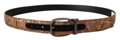 Dolce & Gabbana Multicolor Embossed Leather Black Metal Buckle Belt - Hilstor
