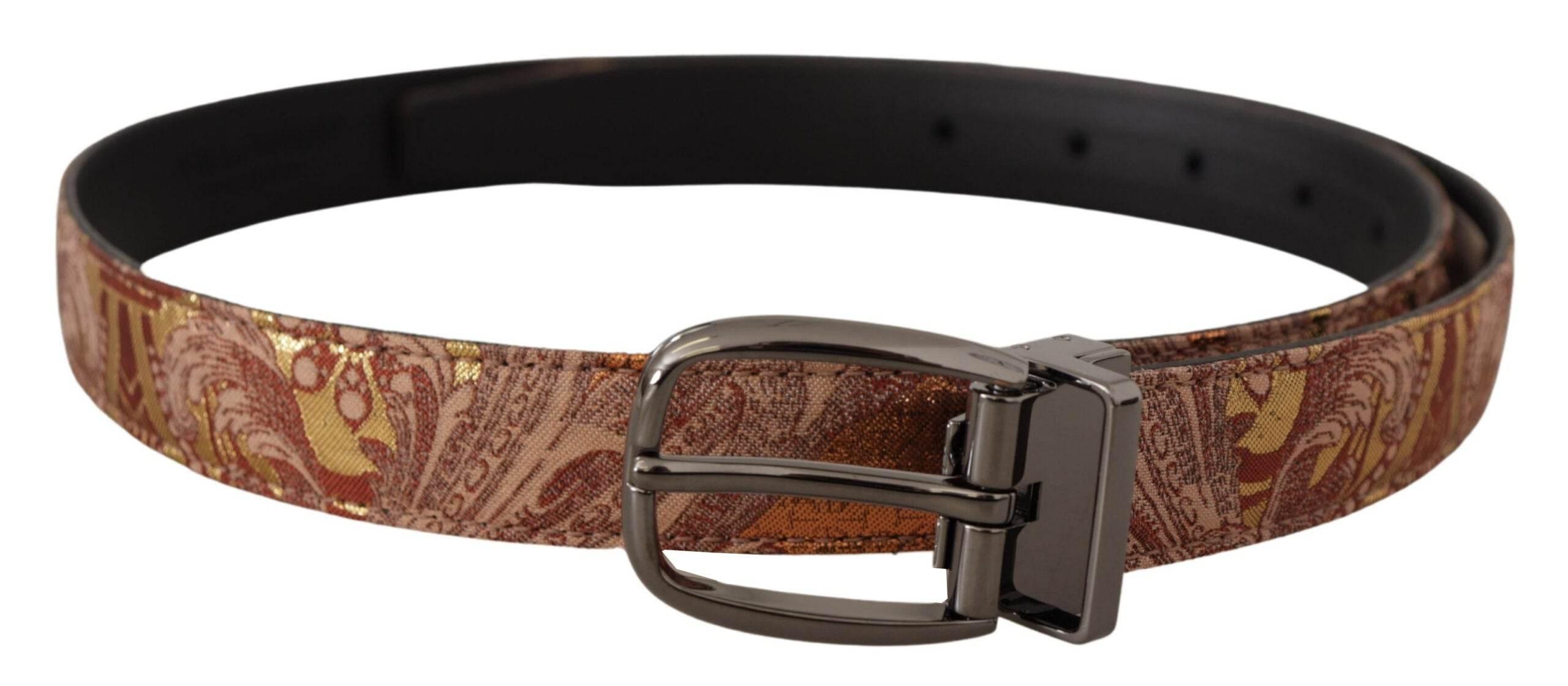 Dolce & Gabbana Multicolor Embossed Leather Black Metal Buckle Belt - Hilstor