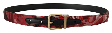 Dolce & Gabbana Red Multicolor Leather Belt with Gold-Tone Buckle - Hilstor