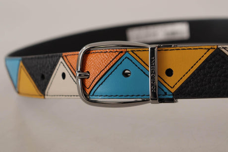 Dolce & Gabbana Elegant Multicolor Leather Belt with Silver Buckle - Hilstor