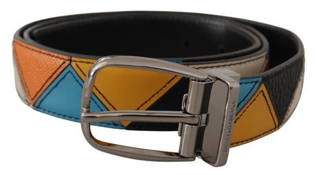 Dolce & Gabbana Elegant Multicolor Leather Belt with Silver Buckle - Hilstor