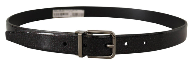 Dolce & Gabbana Black Vernice Puntinata Leather Silver Tone Metal Belt - Hilstor