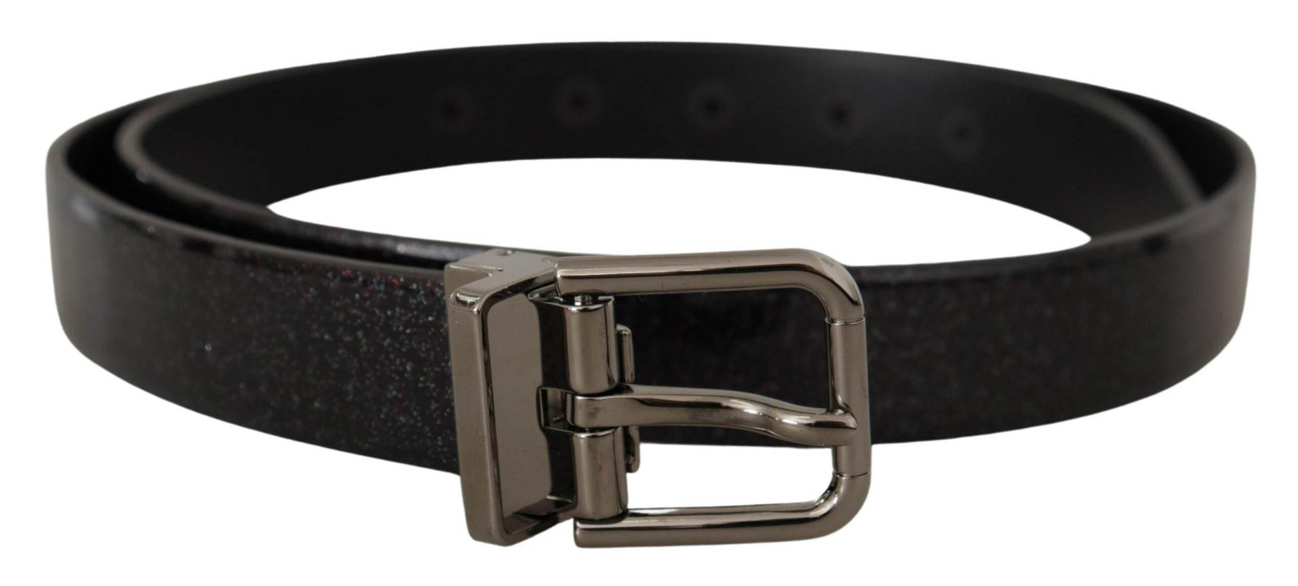 Dolce & Gabbana Black Vernice Puntinata Leather Silver Tone Metal Belt - Hilstor
