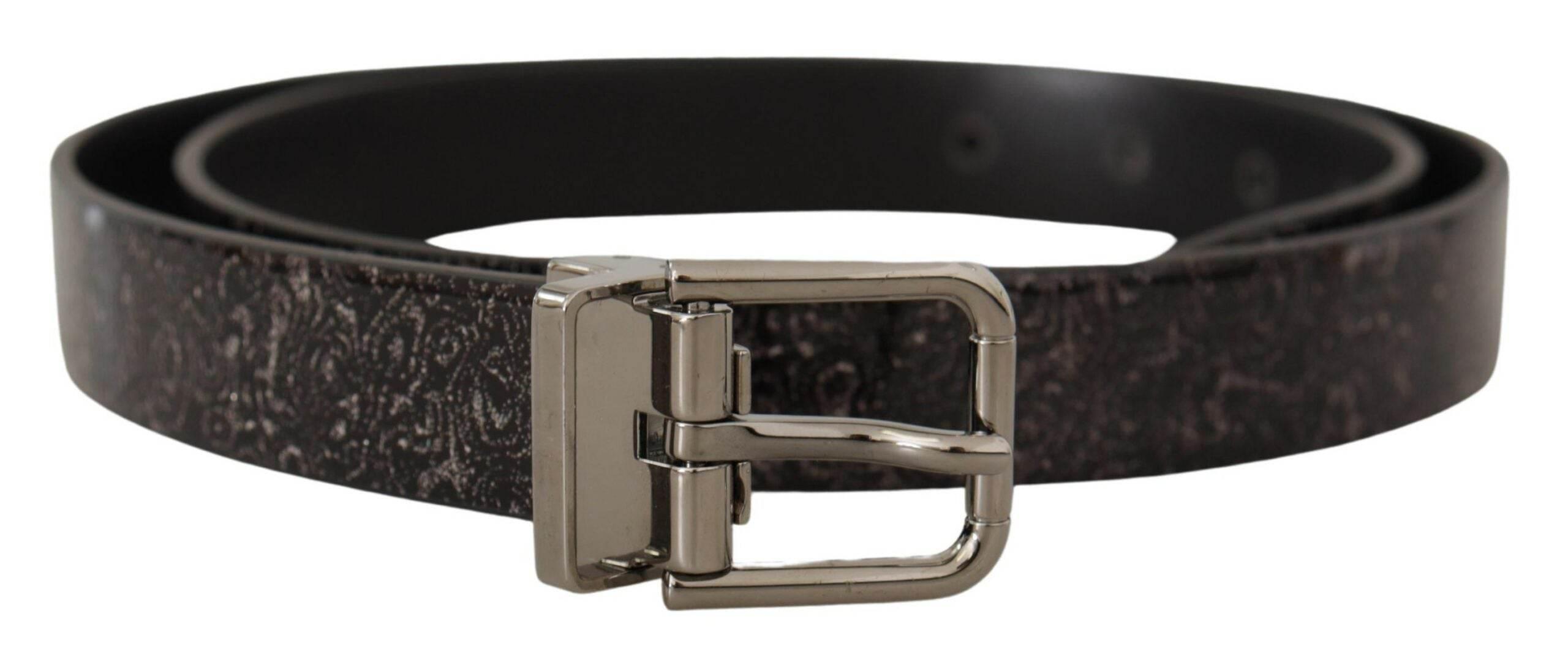 Dolce & Gabbana Black Goccia Glitter Patent Leather Buckle Vernice Belt - Hilstor