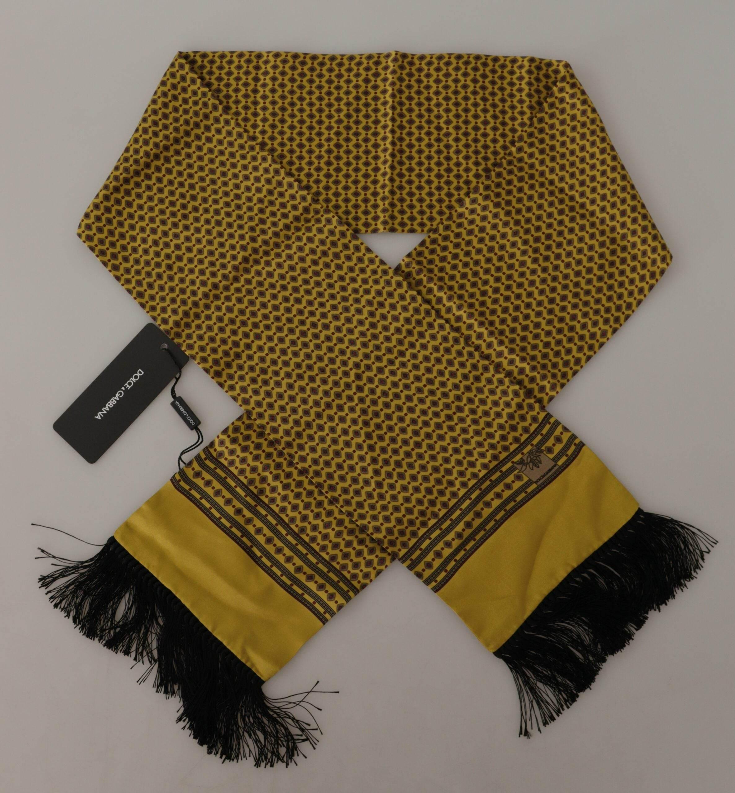 Dolce & Gabbana Elegant Yellow Silk Men's Scarf - Hilstor