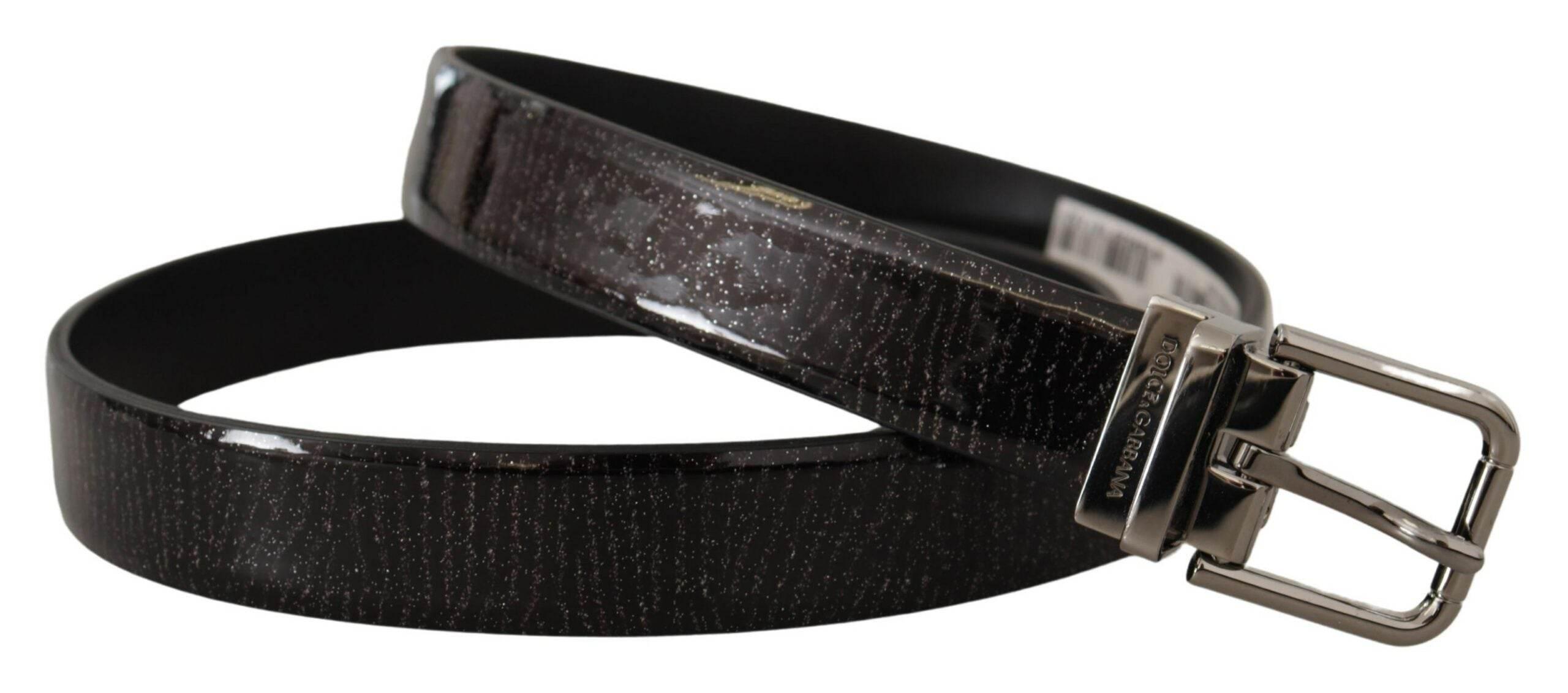 Dolce & Gabbana Black Leather Vernice Metal Buckle Belt - Hilstor