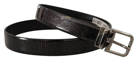 Dolce & Gabbana Black Leather Vernice Metal Buckle Belt - Hilstor