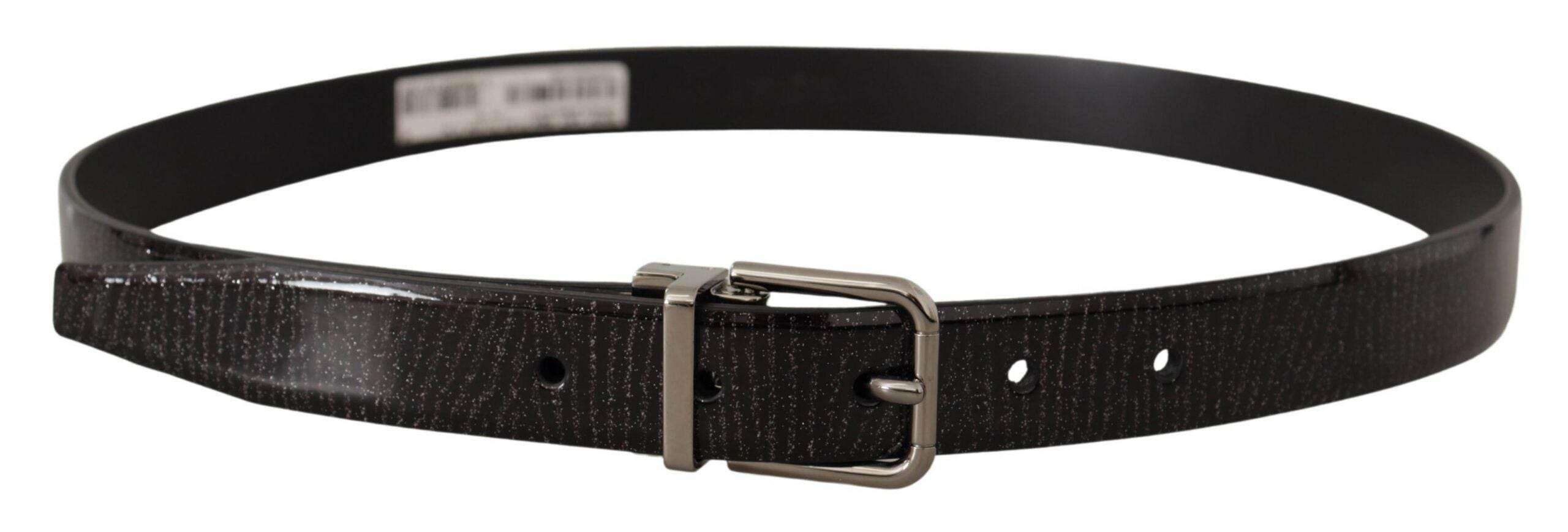 Dolce & Gabbana Black Leather Vernice Metal Buckle Belt - Hilstor