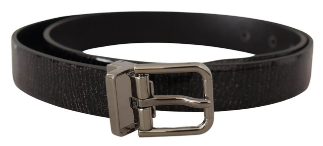 Dolce & Gabbana Black Leather Vernice Metal Buckle Belt - Hilstor