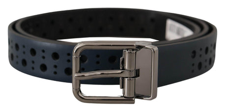 Dolce & Gabbana Elegant Navy Blue Leather Belt - Hilstor
