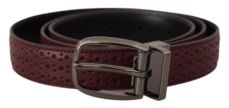 Dolce & Gabbana Brown Perforated Leather Metal Buckle Belt - Hilstor
