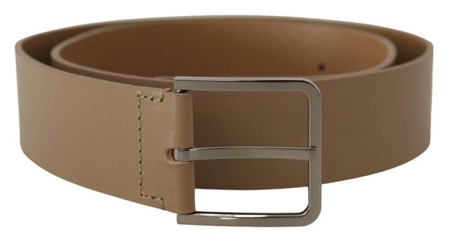 Dolce & Gabbana Beige Calf Leather Wide Silver Metal Belt - Hilstor