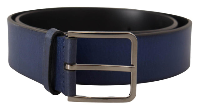 Dolce & Gabbana Blue Calf Leather Silver Metal Buckle Classic Belt - Hilstor