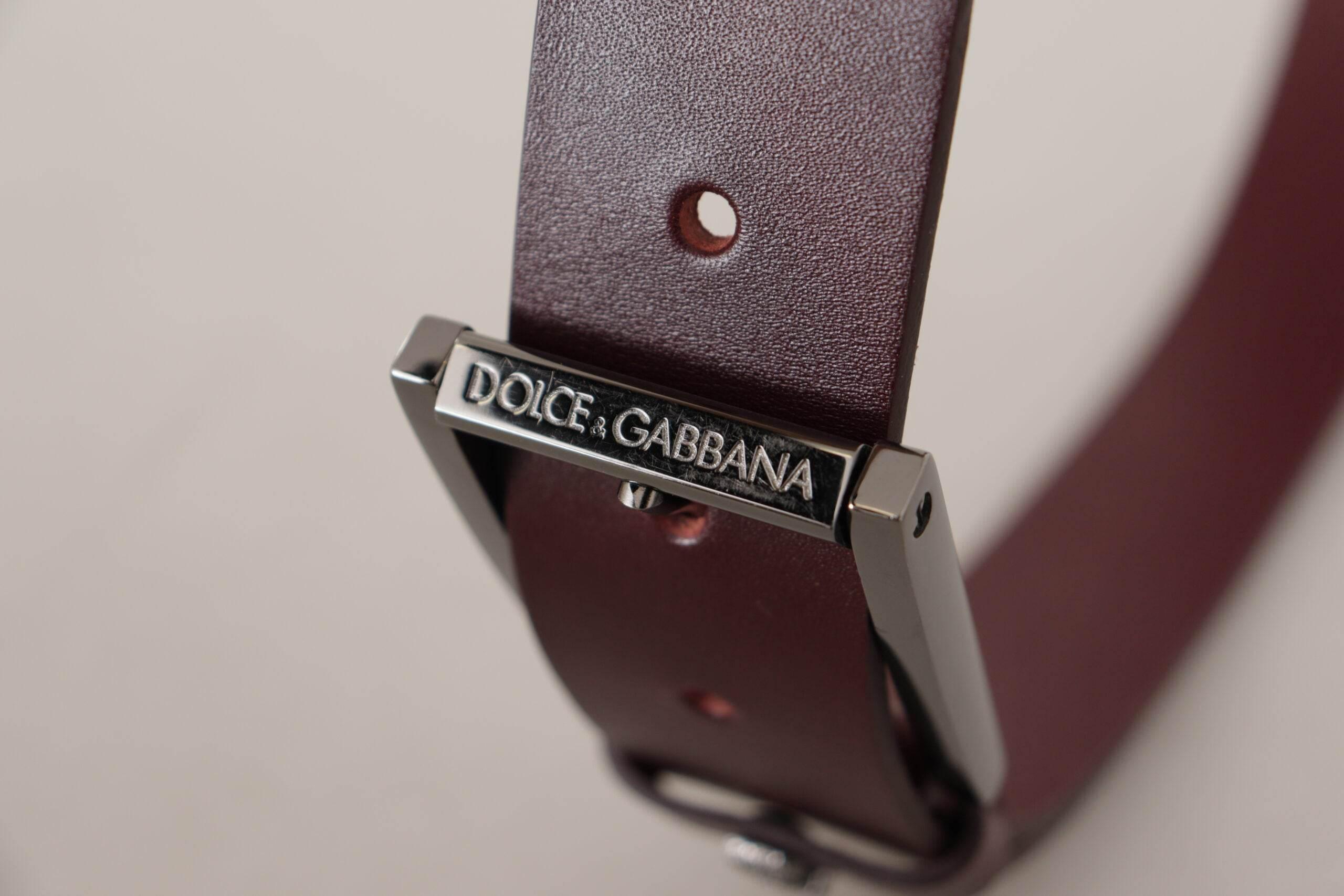 Dolce & Gabbana Brown Leather Silver Metal Crown Buckle Belt - Hilstor