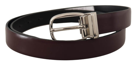 Dolce & Gabbana Elegant Leather Belt with Silver Metal Buckle - Hilstor