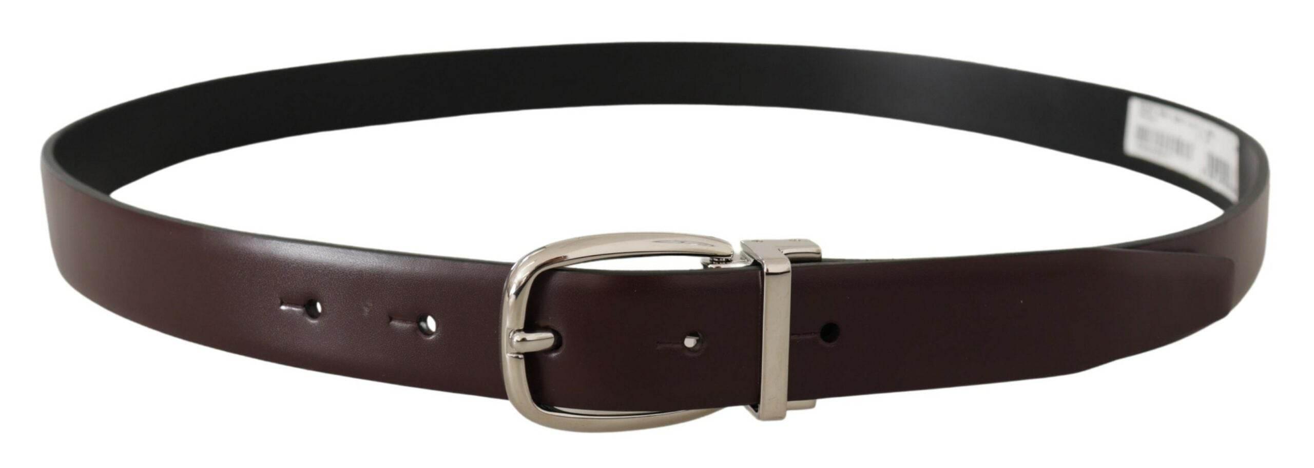Dolce & Gabbana Elegant Leather Belt with Silver Metal Buckle - Hilstor