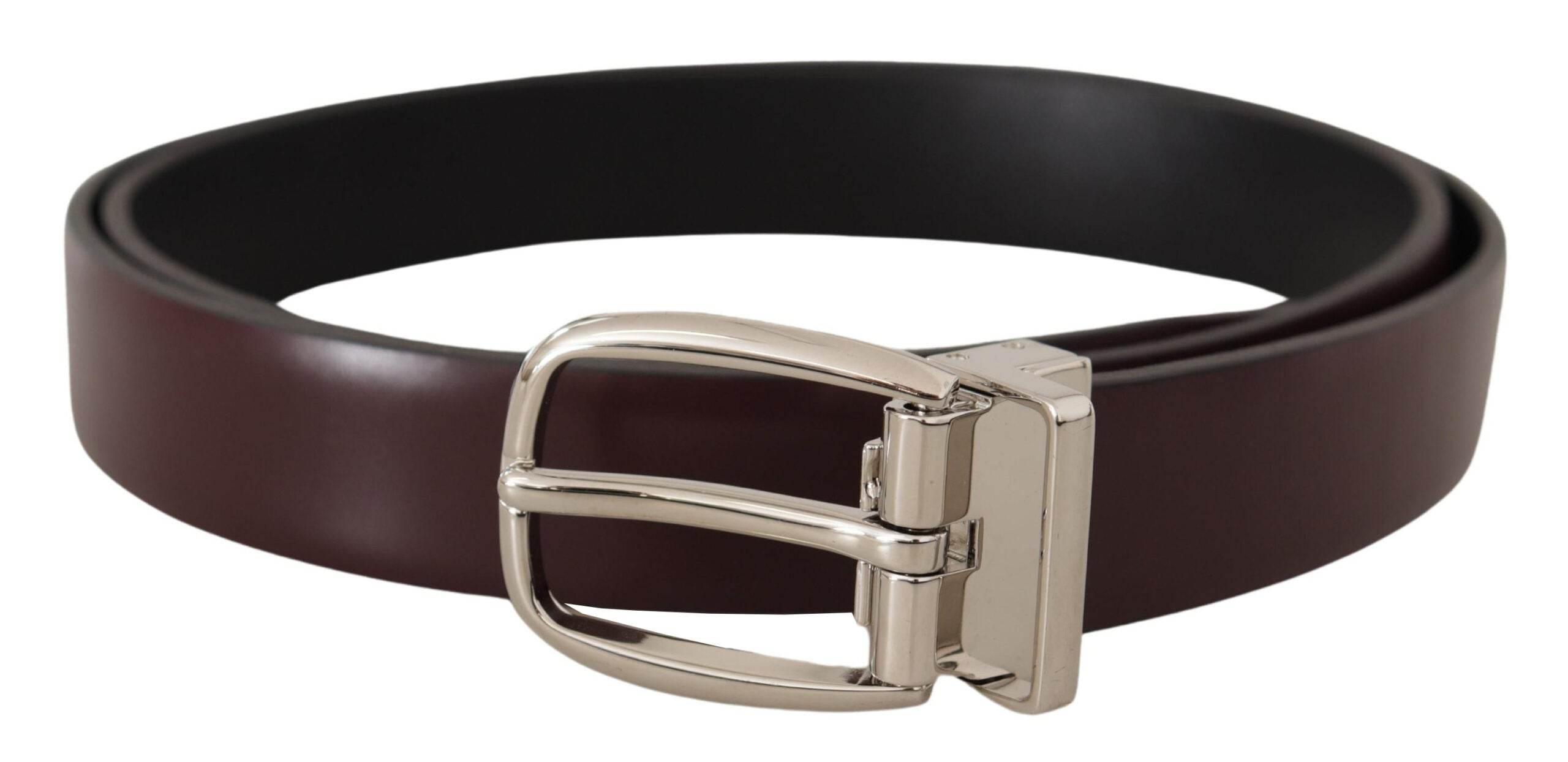 Dolce & Gabbana Elegant Leather Belt with Silver Metal Buckle - Hilstor