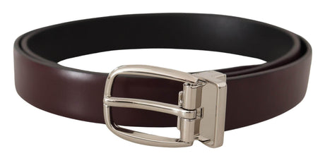 Dolce & Gabbana Elegant Leather Belt with Silver Metal Buckle - Hilstor