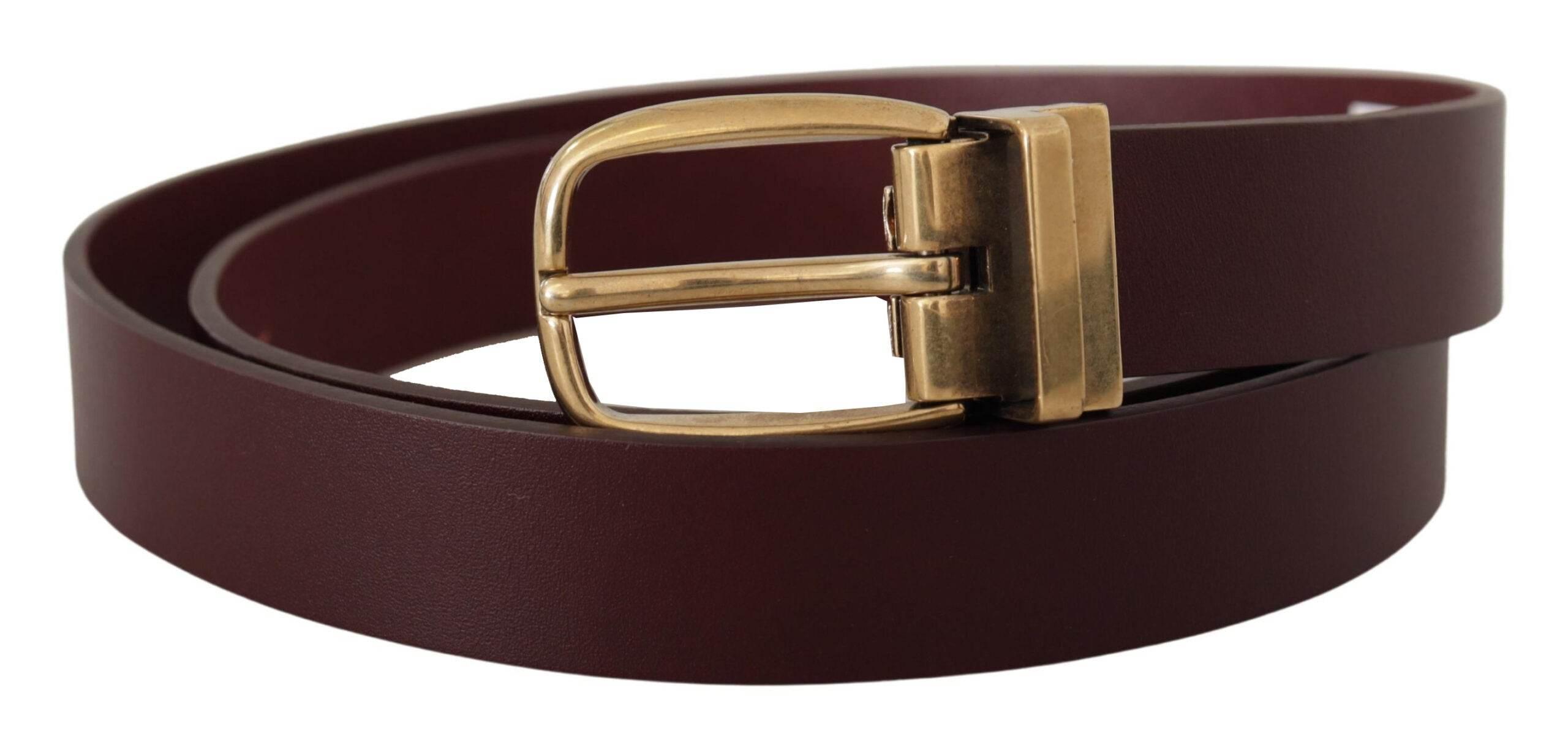 Dolce & Gabbana Brown Leather Classic Gold Metal Buckle Belt - Hilstor