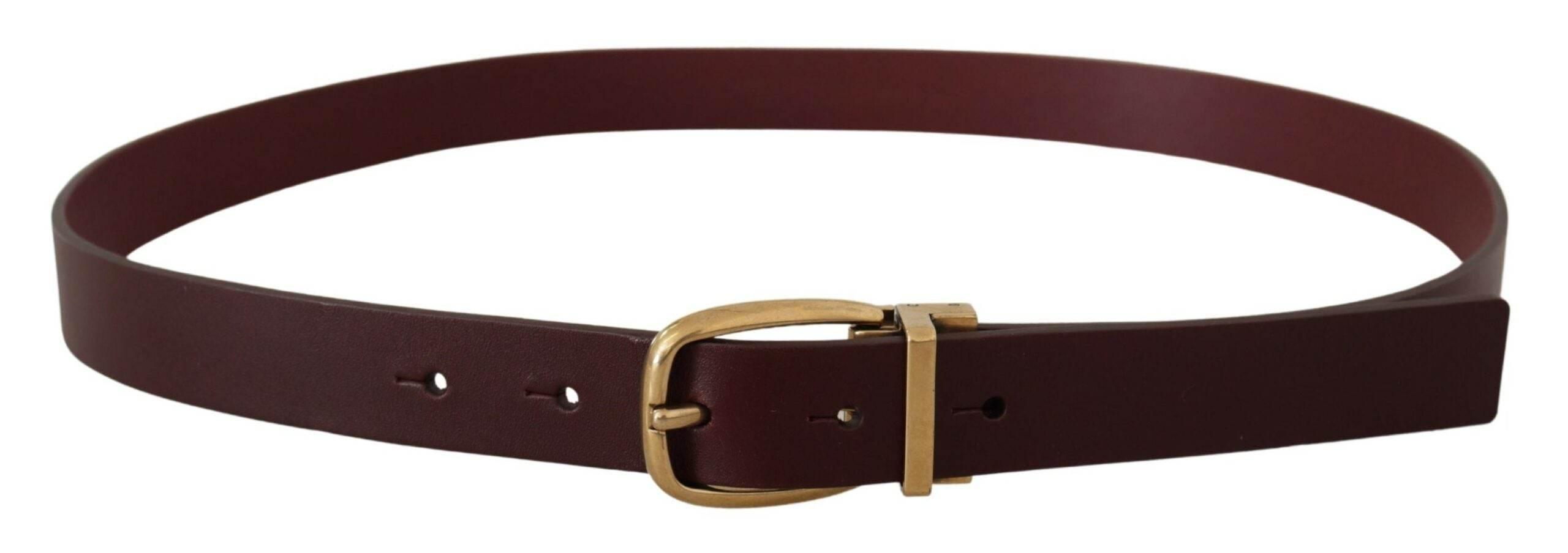 Dolce & Gabbana Brown Leather Classic Gold Metal Buckle Belt - Hilstor