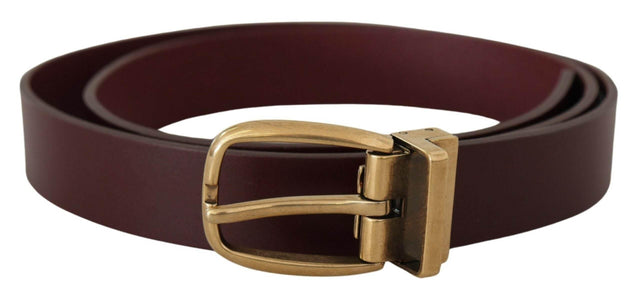 Dolce & Gabbana Brown Leather Classic Gold Metal Buckle Belt - Hilstor