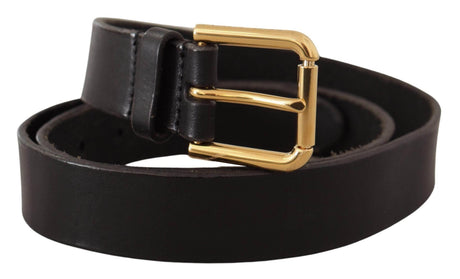 Dolce & Gabbana Brown Classic Leather Gold Metal Buckle Belt - Hilstor