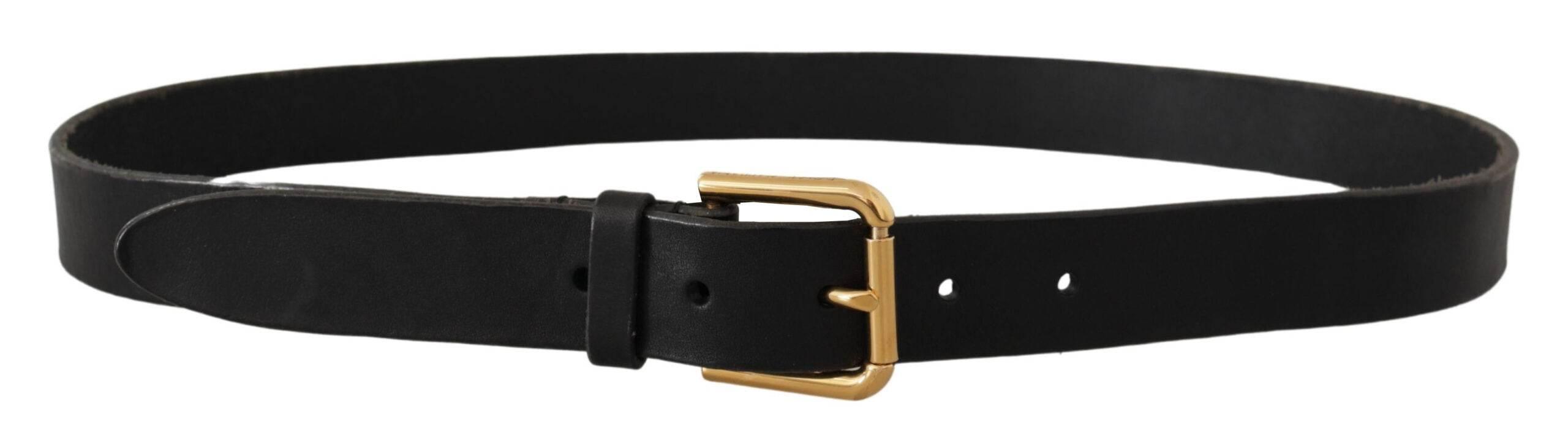 Dolce & Gabbana Brown Classic Leather Gold Metal Buckle Belt - Hilstor